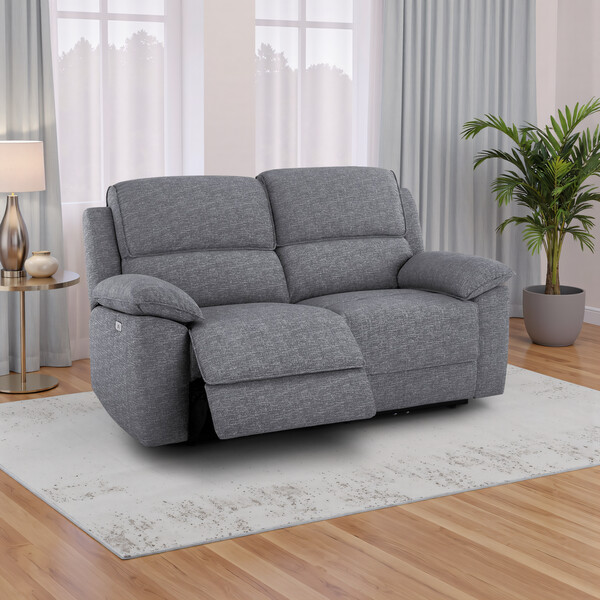 Santos Steel Fabric Sofas - Modular 2 Seat Recliner - Goodwood Range - Oak Furnitureland