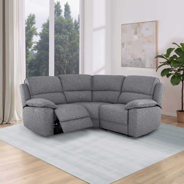 Santos Steel Fabric Sofas - Modular 3 Seat Corner Recliner - Goodwood Range - Oak Furnitureland