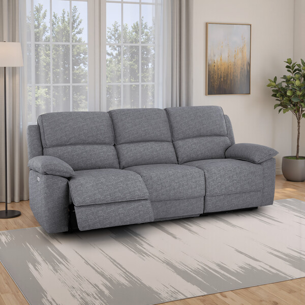 Santos Steel Fabric Sofas - Modular 3 Seat Recliner - Goodwood Range - Oak Furnitureland
