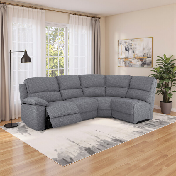 Santos Steel Fabric Sofas - Modular 4 Seat Corner Recliner - Goodwood Range - Oak Furnitureland