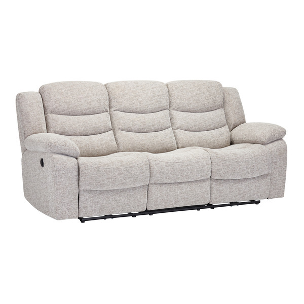 Grayson 3 Seater Electric Recliner Sofa Silver Fabric Oak Furnitureland