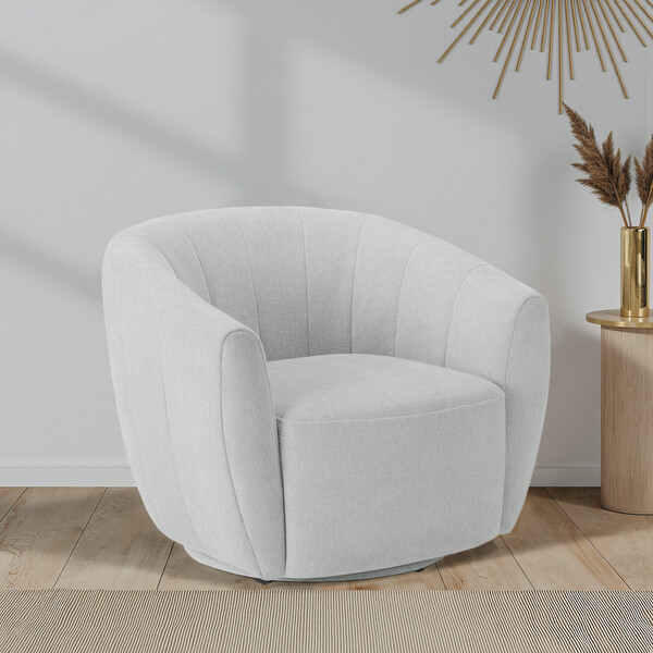 Chenille Light Grey Fabric Sofas - Accent Chair - Halle Range - Oak Furnitureland