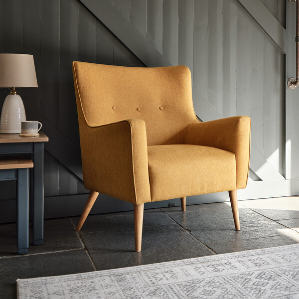 Linen Mustard Fabric Sofas - Accent Chair - Harris Range - Oak Furnitureland