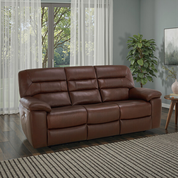 Tan Leather Sofas - 3 Seater Electric Recliner Sofa - Hastings Range - Oak Furnitureland