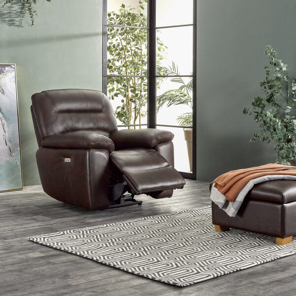 Two Tone Brown Leather Sofas - Electric Recliner Armchair - Hastings Range - Oak Furnitureland