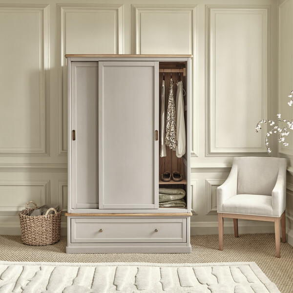 Natural Solid Oak & Painted Wardrobes - Double Wardrobe - Henley Range - Oak Furnitureland