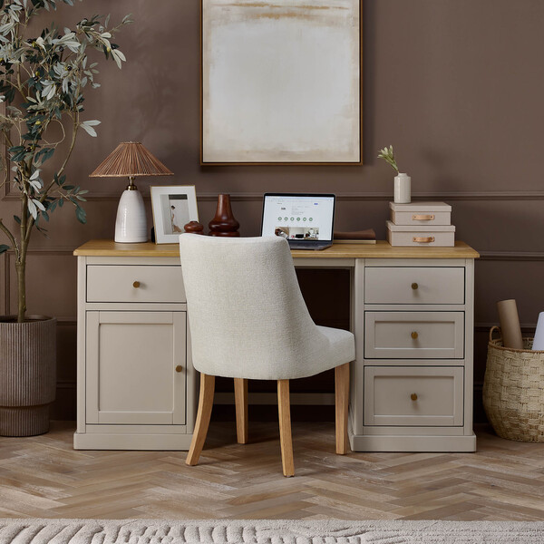 Natural Solid Oak & Painted Desks - Computer Desk - Henley Range - Oak Furnitureland