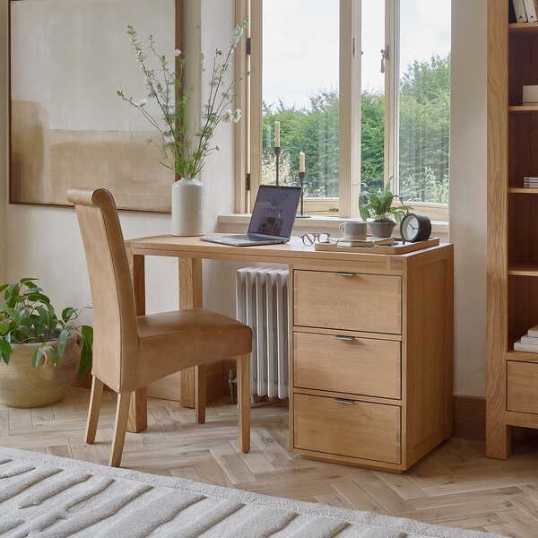 Natural Solid Oak Desks - Desk - Highworth Range - Oak Furnitureland