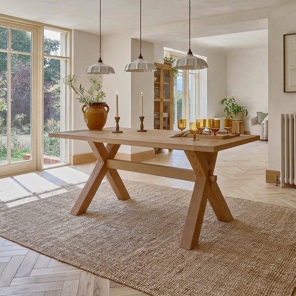Natural Solid Oak Dining Tables - 6 Seater Dining Table - Highworth Range - Oak Furnitureland