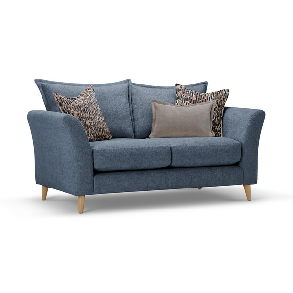 Hoxley 2 Seater Sofa in Leo Ocean fabric - Oak Furnitureland
