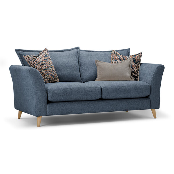Hoxley 3 Seater Sofa in Leo Ocean fabric - Oak Furnitureland
