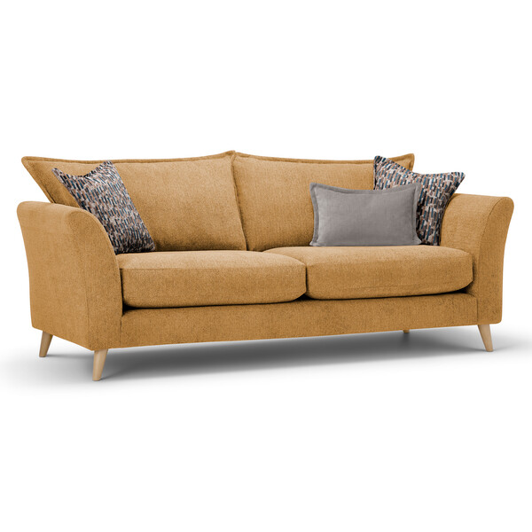 Hoxley 4 Seater Sofa in Leo Mustard fabric - Oak Furnitureland