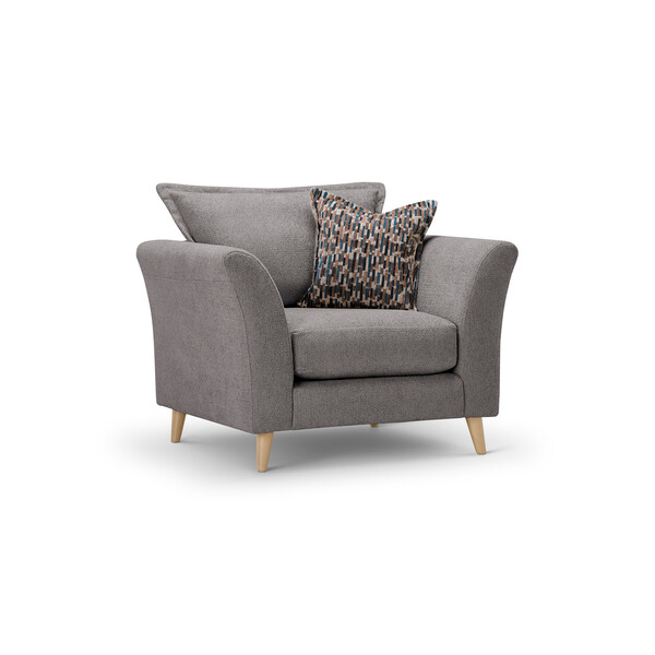 Hoxley Armchair in Leo Truffle fabric - Oak Furnitureland