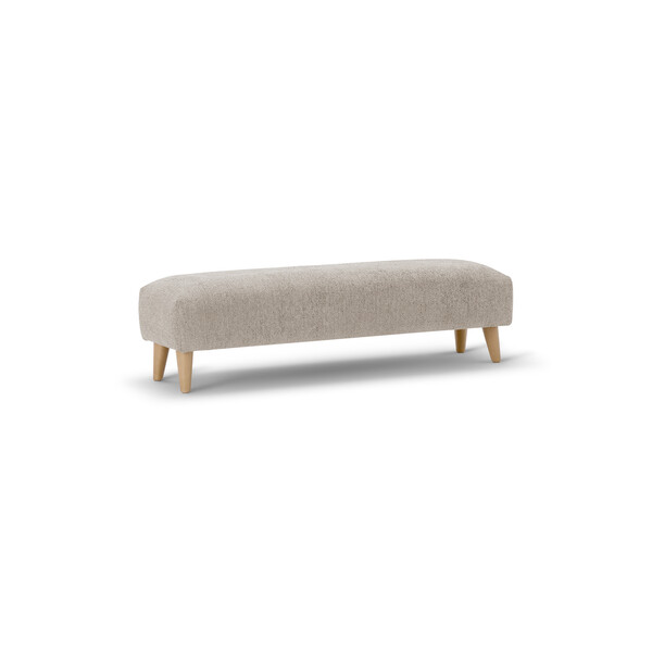 Hoxley Bench Footstool in Leo Biscuit fabric - Oak Furnitureland