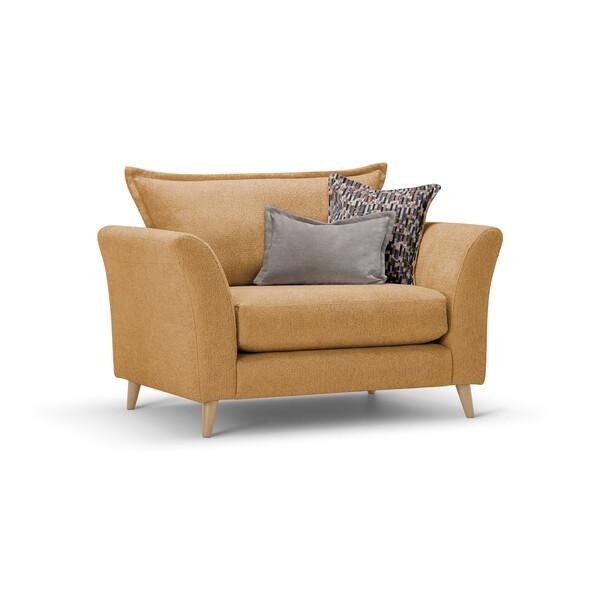 Hoxley Loveseat in Leo Mustard fabric - Oak Furnitureland
