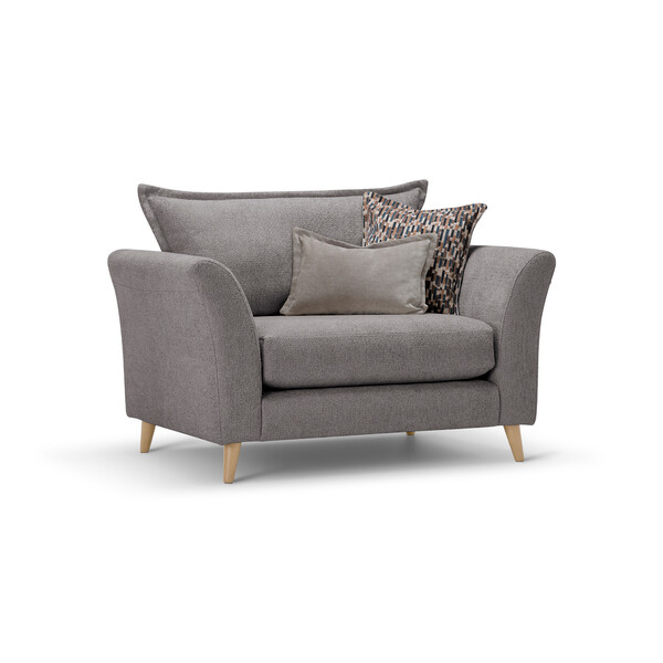 Hoxley Loveseat in Leo Truffle fabric - Oak Furnitureland