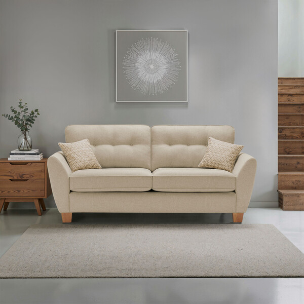 Beige Fabric Sofas - 3 Seater Sofa - Inca Range - Oak Furnitureland