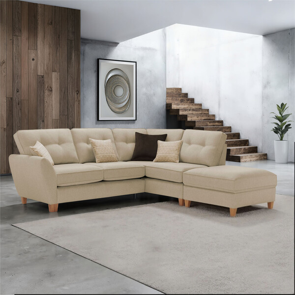 Beige Fabric Sofas - Corner Sofa Left Hand - Inca Range - Oak Furnitureland