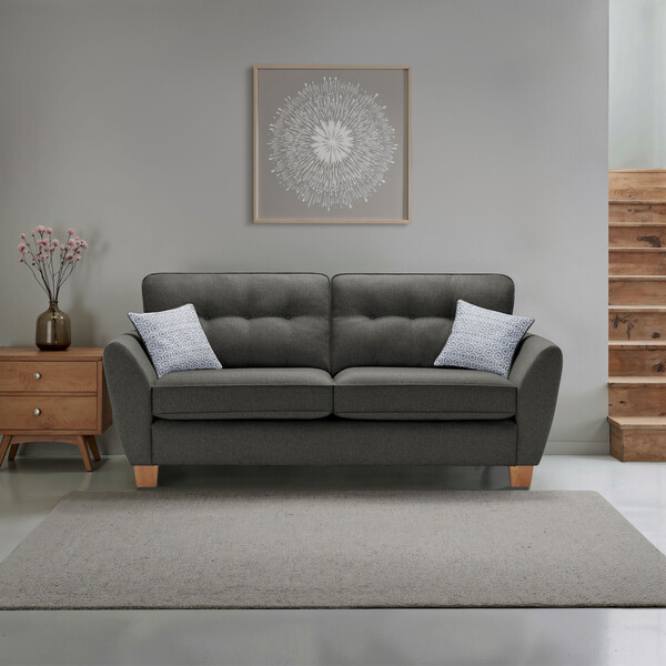 Charcoal Fabric Sofas - 3 Seater Sofa - Inca Range - Oak Furnitureland