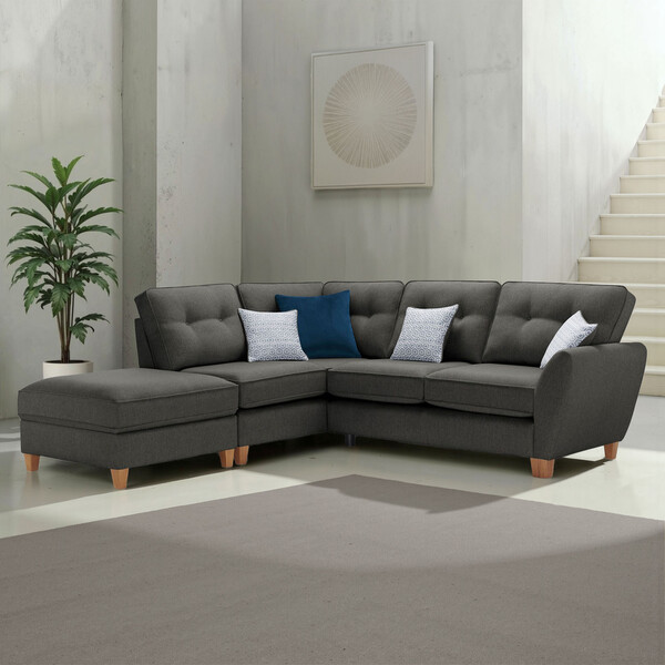 Charcoal Fabric Sofas - Corner Sofa Right Hand - Inca Range - Oak Furnitureland