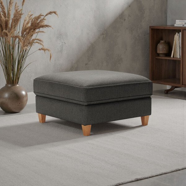 Charcoal Fabric Sofas - Large Storage Footstool - Inca Range - Oak Furnitureland