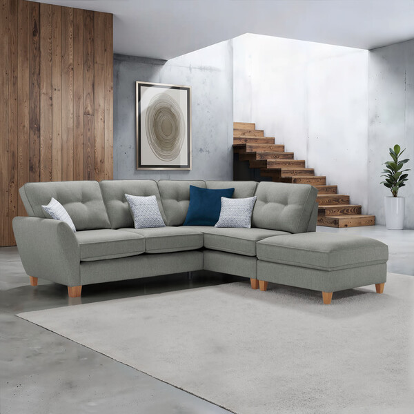 Grey Fabric Sofas - Corner Sofa Left Hand - Inca Range - Oak Furnitureland