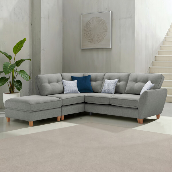 Grey Fabric Sofas - Corner Sofa Right Hand - Inca Range - Oak Furnitureland