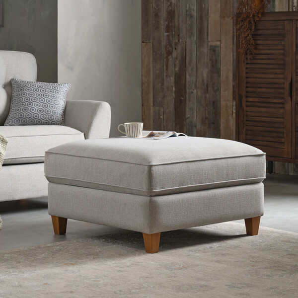 Silver Fabric Sofas - Large Storage Footstool - Inca Range - Oak Furnitureland