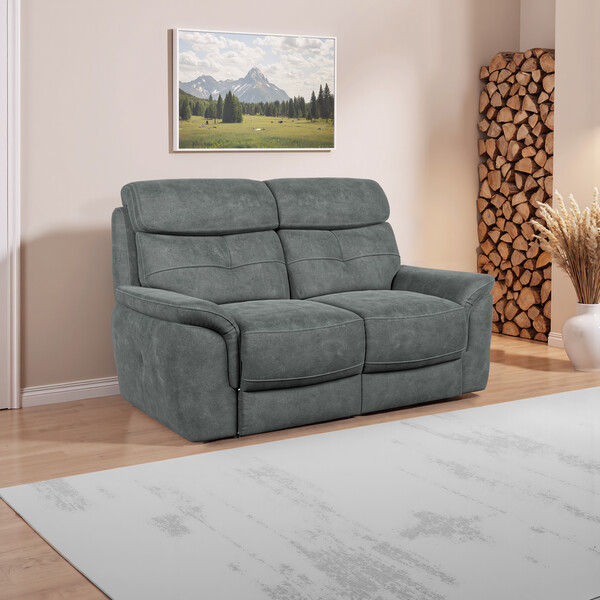 Miller Grey Fabric Sofas - 2 Seater Sofa - Iver Range - Oak Furnitureland