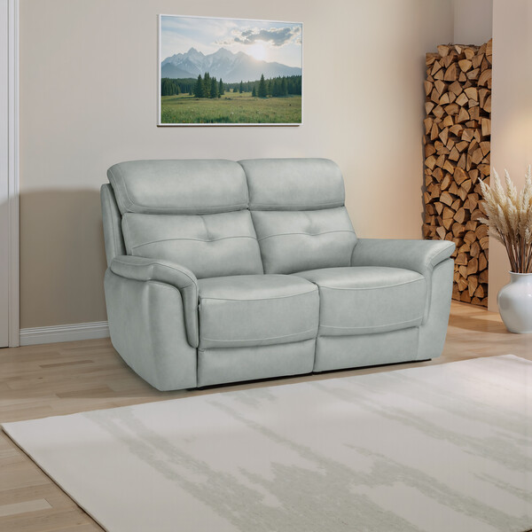 Odyssey Light Grey Leather Sofas - 2 Seater Sofa - Iver Range - Oak Furnitureland