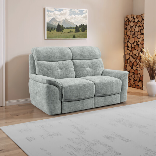 Plush Silver Fabric Sofas - 2 Seater Sofa - Iver Range - Oak Furnitureland