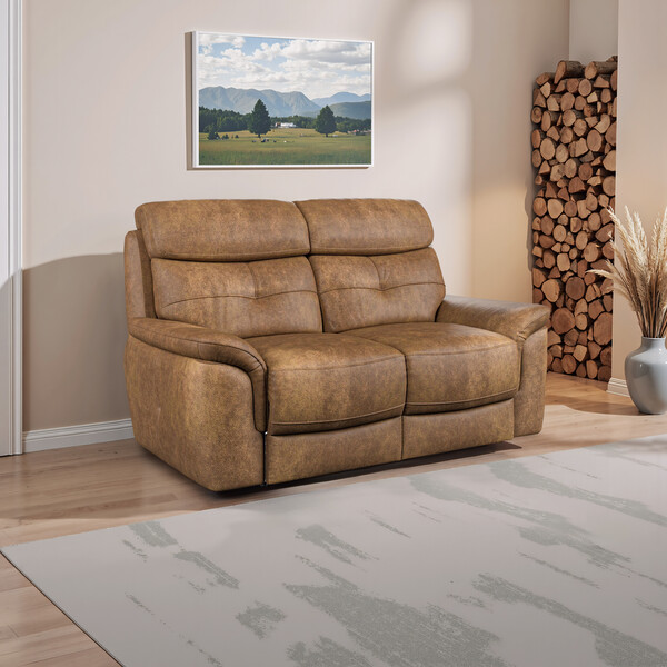 Ranch Brown Fabric Sofas - 2 Seater Sofa - Iver Range - Oak Furnitureland