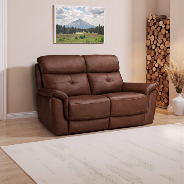 Virgo Chestnut Leather Sofas - 2 Seater Sofa - Iver Range - Oak Furnitureland