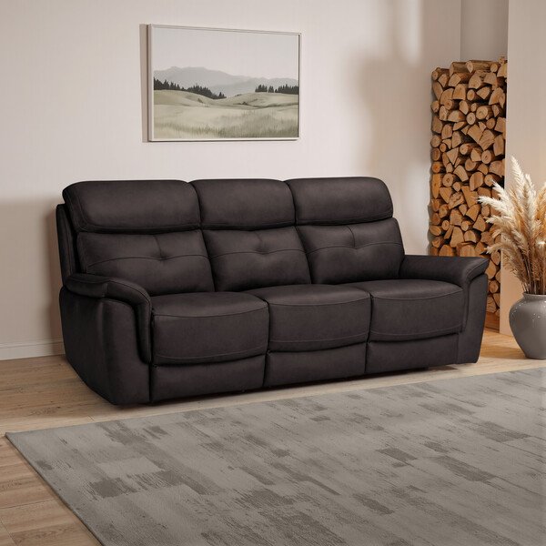 Amara Brown Leather Sofas - 3 Seater Sofa - Iver Range - Oak Furnitureland