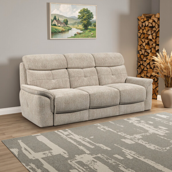 Jetta Beige Fabric Sofas - 3 Seater Sofa - Iver Range - Oak Furnitureland