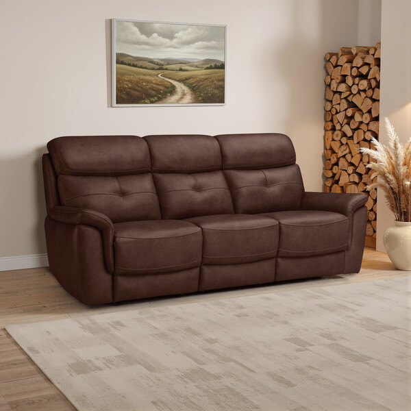 Odyssey Tan Leather Sofas - 3 Seater Sofa - Iver Range - Oak Furnitureland