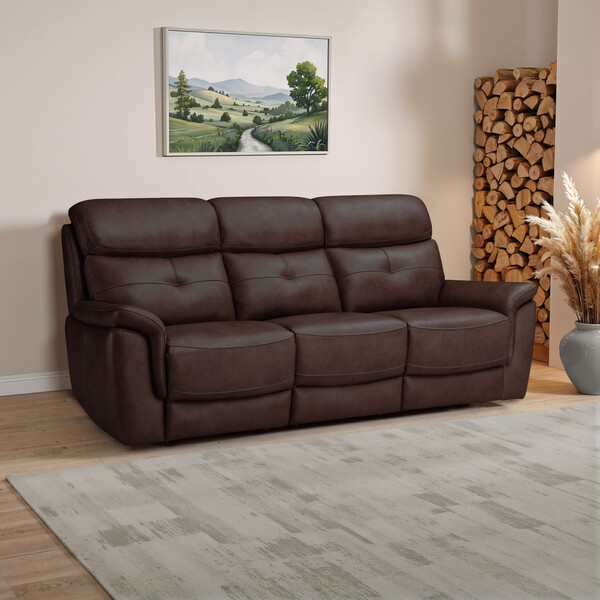 Odyssey Two Tone Brown Leather Sofas - 3 Seater Sofa - Iver Range - Oak Furnitureland