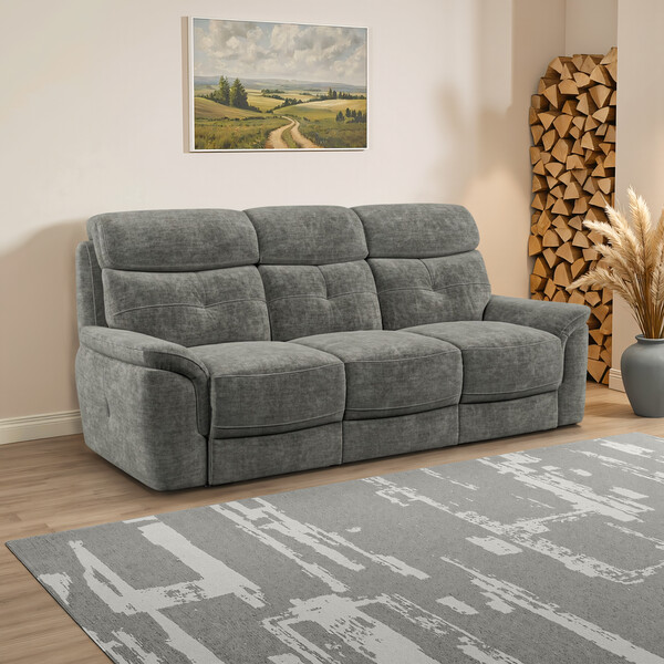 Plush Charcoal Fabric Sofas - 3 Seater Sofa - Iver Range - Oak Furnitureland
