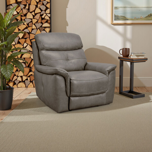 Odyssey Dark Grey Leather Sofas - Armchair - Iver Range - Oak Furnitureland