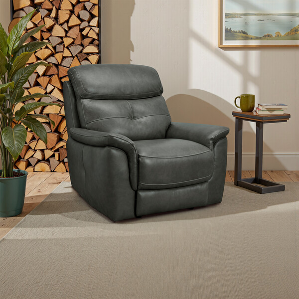 Virgo Lead Leather Sofas - Armchair - Iver Range - Oak Furnitureland