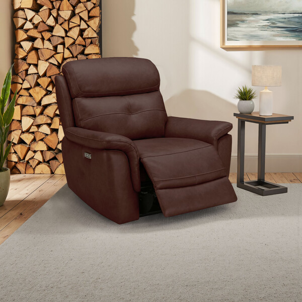 Odyssey Tan Leather Sofas - Electric Recliner Armchair - Iver Range - Oak Furnitureland
