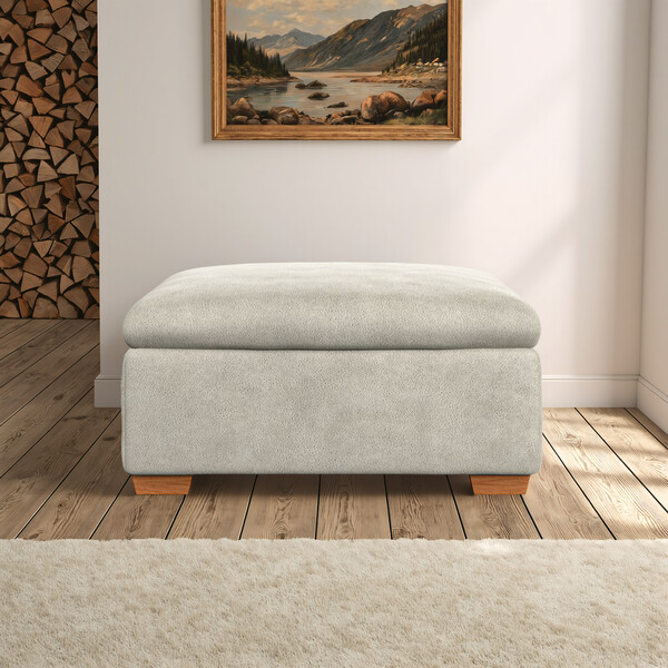 Miller Taupe Fabric Sofas - Storage Footstool - Iver Range - Oak Furnitureland
