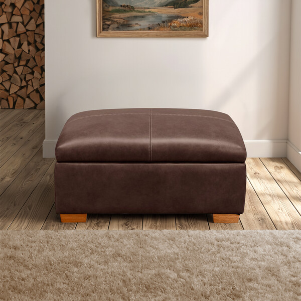 Odyssey Tan Leather Sofas - Storage Footstool - Iver Range - Oak Furnitureland