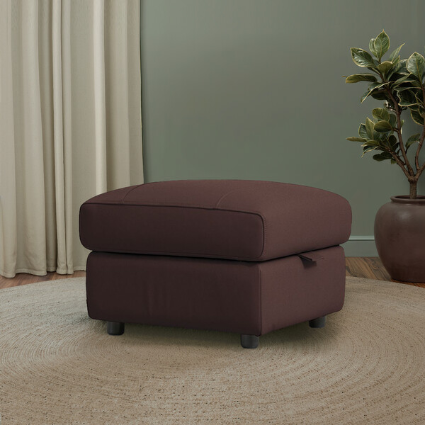 Chestnut Leather Sofas - Storage Footstool - Jarrod Range - Oak Furnitureland