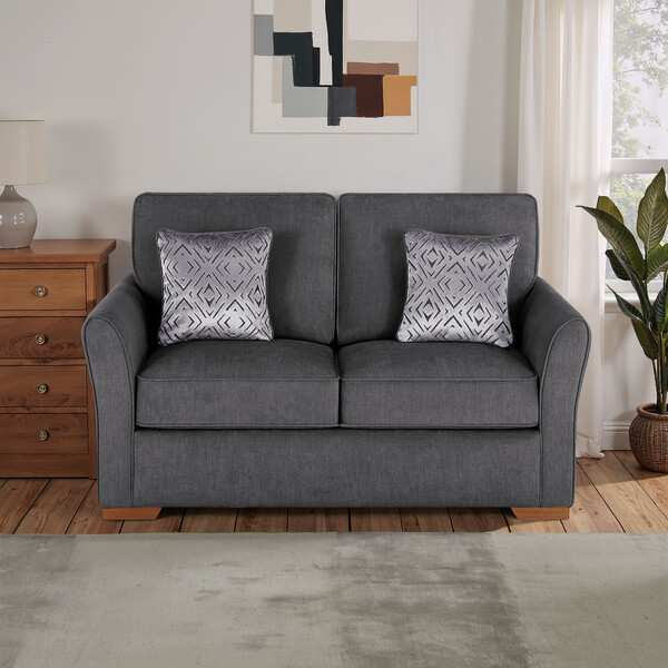 Campo Pewter Fabric Sofas - 2 Seater Sofa Bed - Jasmine Range - Oak Furnitureland