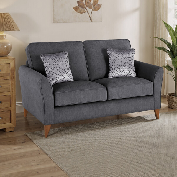 Campo Pewter Fabric Sofas - 2 Seater Sofa - Jasmine Range - Oak Furnitureland