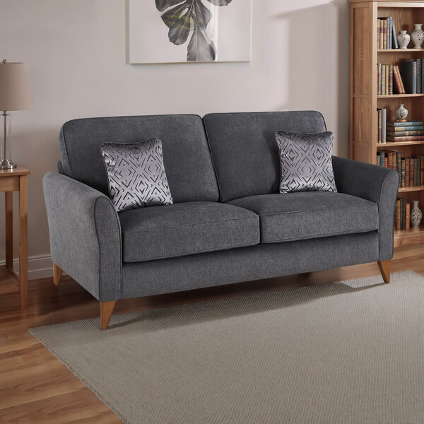 Campo Pewter Fabric Sofas - 3 Seater Sofa - Jasmine Range - Oak Furnitureland