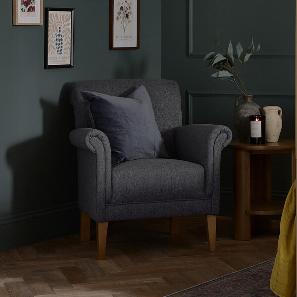 Campo Pewter Fabric Sofas - Accent Chair - Jasmine Range - Oak Furnitureland