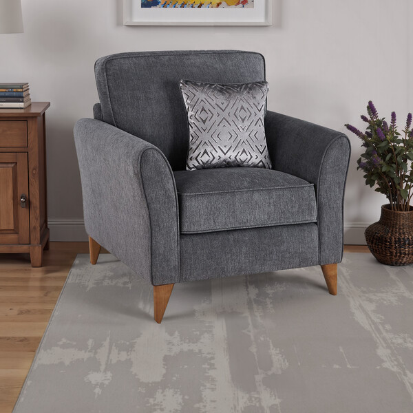 Campo Pewter Fabric Sofas - Armchair - Jasmine Range - Oak Furnitureland
