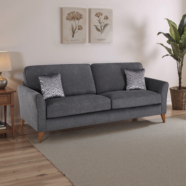 Campo Pewter Fabric Sofas - 4 Seater Sofa - Jasmine Range - Oak Furnitureland